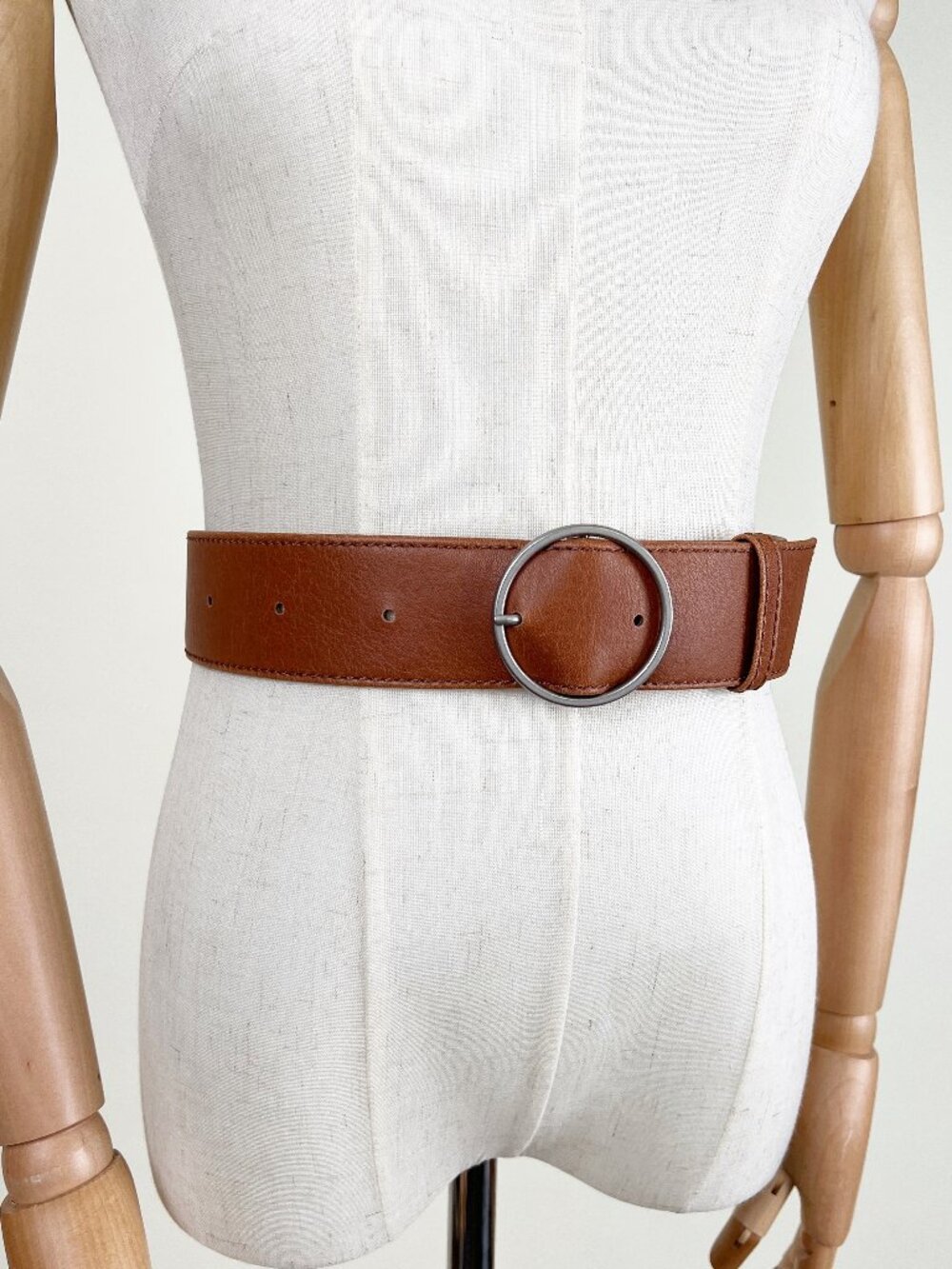 Matt & Nat Vegan Faux Leather Belt Wide Round Buckle High Rise Waist Minimalist